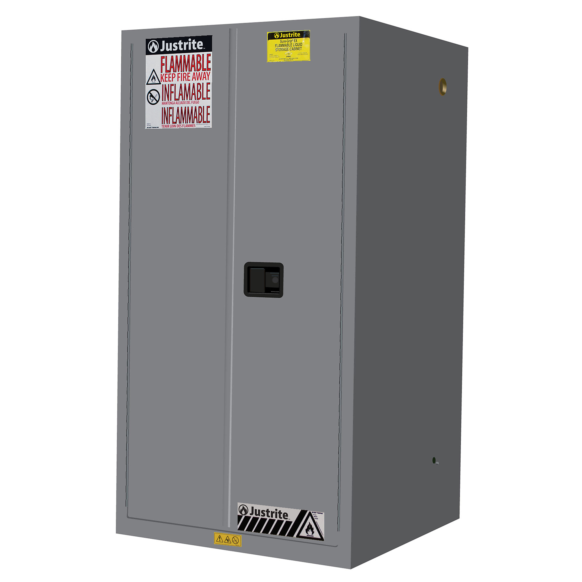 Justrite Flammable Cabinet — 60-Gal., 2 Shelves, 2-Door, Manual-Close, Gray, Model# 896003